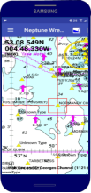 The Wrecks, Tides and Streams app showing wreck symbols on a chart